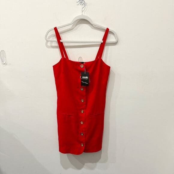 NWT J. Crew Claudia Linen Sleeveless Button Front Tank Shift Mini Dress Red XS - Picture 3 of 6